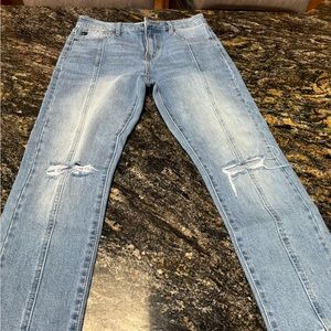 KanCan light denim jeans - front seam on the front side with distressed knees!!